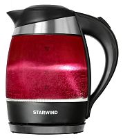 Чайник электрический Starwind SKG2214 1.8л. 2200Вт малиновый корпус: стекло/пластик | код 341683 | STARWIND