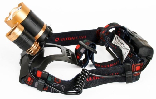 Фонарь аккумуляторный налобный E1333 3LED 4Вт аккум. 3.7В фокус 4 режима метал. зол./черн. Ultraflash 13903 фото 9 Фонарь аккумуляторный налобный E1333 3LED 4Вт аккум. 3.7В фокус 4 режима метал. зол./черн. Ultraflash 13903 фото 9