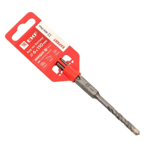 Бур по бетону SDS-plus 6х110 мм (4 резца)(4S спираль)EKF Expert | код db-6-110-4x4 | EKF фото 2