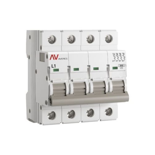 Выключатель автоматический AV-10 4P 1A (L) 10kA EKF AVERES | код mcb10-4-01L-av | EKF