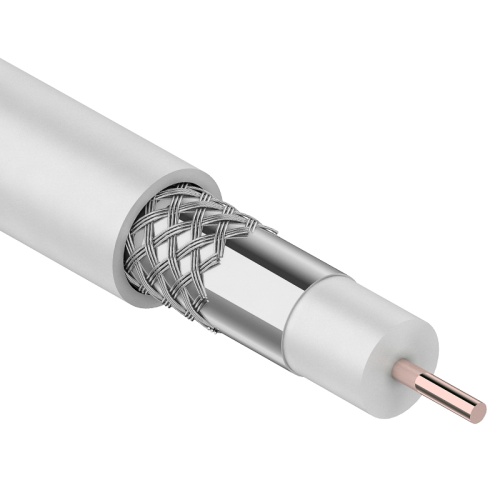 Кабель коаксиальный RG-6U, 75 Ом, CCS/Al/Al, 64%, белый, бухта 100 м REXANT | код 01-2201 | REXANT