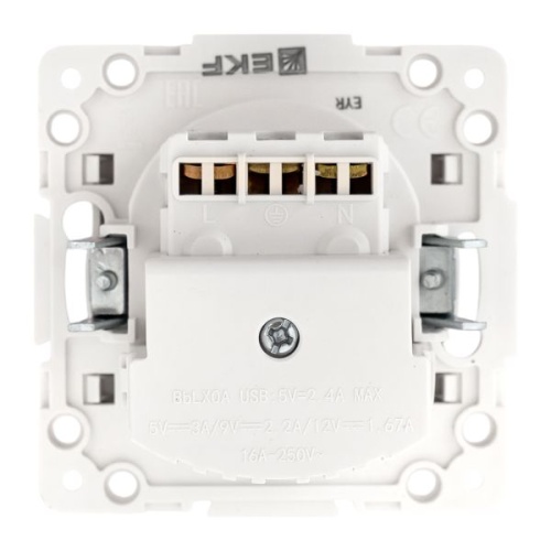 Стокгольм Механизм Розетки 1-местной с/з, USB A+C 16А винтовые клеммы белый с защ. штор. EKF | код EYR16-2USB-typeA-typeC | EKF фото 4