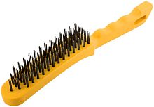 Корщетка стальная пластиковая ручка 275мм 5-ти рядная желт. FIT 38439