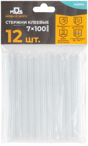 Стержни клеевые 7x100 мм, 12 шт., прозрачность 50% | код 14501М | FIT фото 3