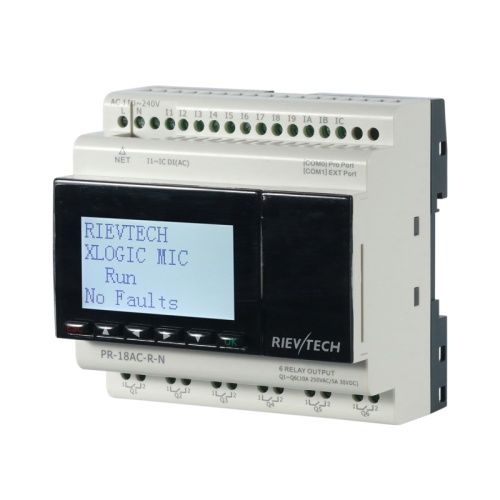 Программируемый логический контроллер PR-18AC-R-N, 110_240VAC, 12DI, 6RO, RTC, SD, RS485, Ethernet, ЖКИ | код PR-18AC-R-N | Rievtech