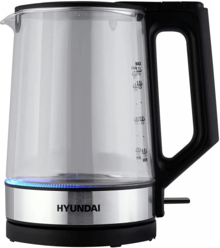 Чайник электрический Hyundai HYK-G8808 1.7л. 2200Вт черный/серебристый корпус: стекло | код 1980862 | HYUNDAI