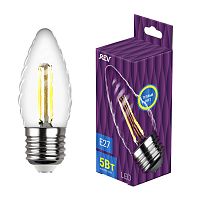 Лампа светодиодная филаментная PREMIUM (FILAMENT) 5Вт TC37 свеча витая 2700К тепл. E27 480лм | код 32426 3 | REV