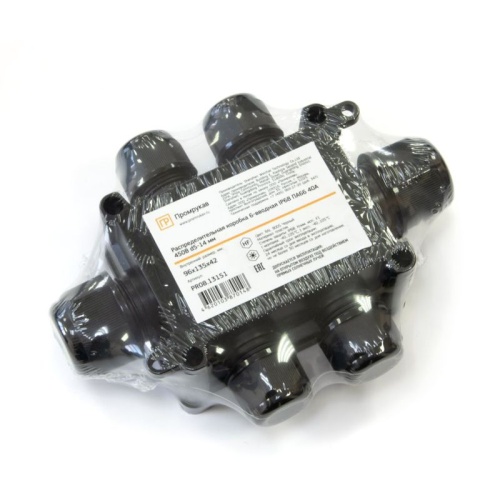 Коробка распределительная 6-вводная IP68 ПА66 40А 450В d5-14 мм 135х96х42 черная | код PR08.13151 | Промрукав фото 3 Коробка распределительная 6-вводная IP68 ПА66 40А 450В d5-14 мм 135х96х42 черная | код PR08.13151 | Промрукав фото 3