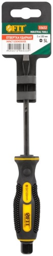 Отверткa ударная, сталь S2, шестигран.жало, боек под ключ, прорезиненная ручка, Профи 5х100 мм SL | код 55632 | FIT фото 3 Отверткa ударная, сталь S2, шестигран.жало, боек под ключ, прорезиненная ручка, Профи 5х100 мм SL | код 55632 | FIT фото 3