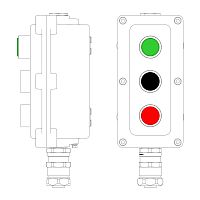 Взрывонепроницаемый пост управления из алюминия LCSD-03-B-MB-L1G(220)x1-P1B(11)x1-P1R(11)x1-PBMB-KAEPM2MHK-20 / 1Ex d IIB T5 Gb / Ex | код LCSD21000123 | DKC