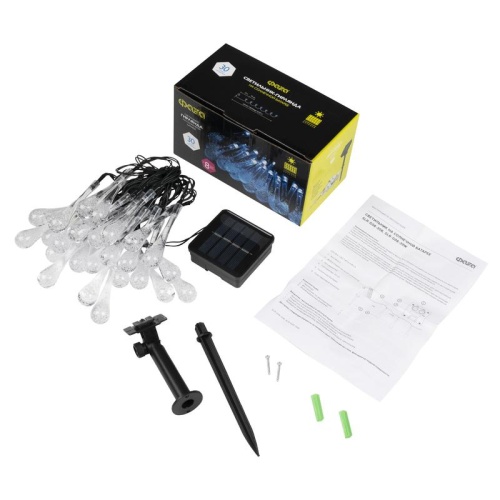 Светильник светодиодный SLR-G08-30B садовый; гирлянда капли син. солнечная батарея | код. 5040946 | ФАZА фото 6