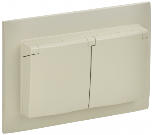 SKANDY Роз. 2-я с кр. 16А в сб IP44 SK-R12B беж. IEK | код SK-R26-16-44-K10-F | IEK