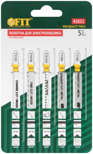 Набор полотен для электролобзика 5шт (T111C T101BR T101AO T118A T118B) FIT 41011 фото 2