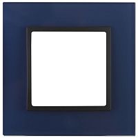 Рамка на 1 пост, стекло, Эра Elegance, синий+антр, 14-5101-29 | код Б0034483 | ЭРА