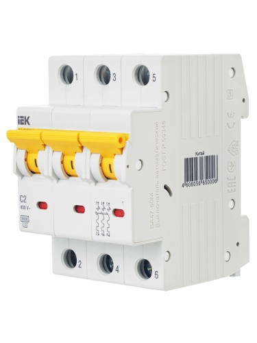 Автоматический выключатель ВА47-60M 3Р 2А 6кА С | код MVA31-3-002-C | IEK  фото 9