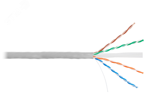 Кабель U/UTP 4 пары, Кат.6, одножильный, медный, внутренний, PVC, серый, 305м | код EC-UU004-6-PVC-GY | NETLAN