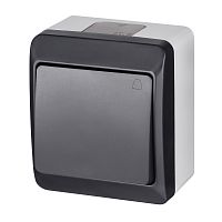 HERMES - Выключатель кнопочный с пиктограммой звонок, 10A/250V, IP44, антрацит | код 0337-07 | Elektro-plast Nasielsk