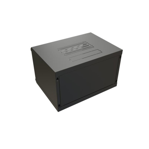 Шкаф настенный 19дюйм WR-TW-0966-GP-RAL9004 (19дюйм) 9U 500х600х600мм RAL 9004 стеклянная дверь черн. (разобранный) | код 520243 | WRline