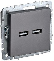 Розетка BRITE USB A+A 3.1А РЮ10-1-БрС сталь | код BR-U21-D31-K46 | IEK