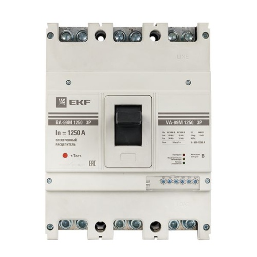 Выключатель автоматический ВА-99М 1250/1250А 3P 50кА с электронным расцепителем PROxima | код mccb99-1250-1250me | EKF фото 4 Выключатель автоматический ВА-99М 1250/1250А 3P 50кА с электронным расцепителем PROxima | код mccb99-1250-1250me | EKF фото 4