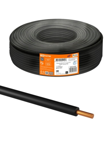 Провод ПуВнг(А)-LS 1х6,0 ГОСТ (на катушке 300м), черный TDM | код SQ0124-0108 | РЭМЗ ТМ