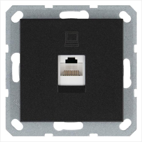 Интернет-розетка RJ45 с накладкой, цвет Антрацит | код G6105B | Jasmart