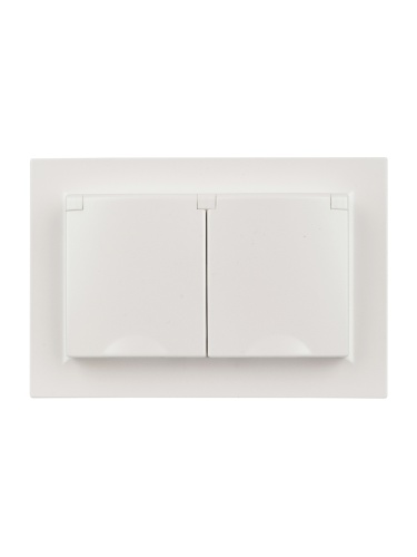 BRITE Розетка 2-местная с заземлением с защитными шторками и крышкой 16А в сборе IP44 РСбш12-3-44-БрЖ жемчуг | код BR-R26-16-44-K36-F | IEK фото 5