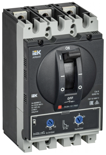 ARMAT Авт. выкл. лит. корпус 3P D 150кА 125А ТМ рег. IEK | код AR-MCCB-3D-150-0125A-ATUC | IEK