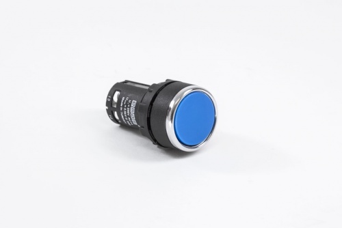 Кнопка моноблочная круглая без фиксации, синяя (1НО+1НЗ), MB102DM | код MB102DM | EMAS