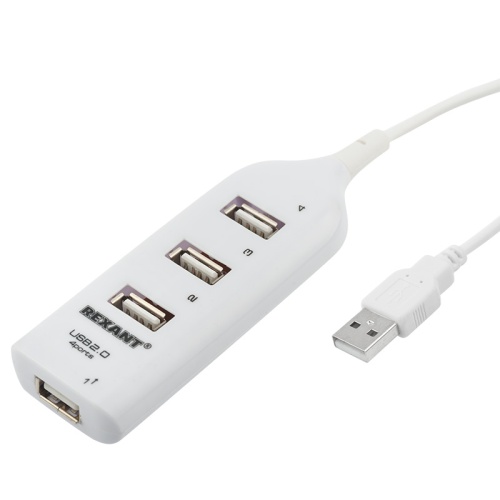 Разветвитель USB 2.0 на 4 порта белый REXANT | код 18-4105-1 | REXANT