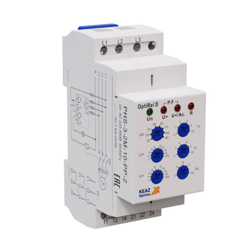 Реле контроля фаз OptiRel D PHS-3-2M-10-PN-2 универсальное 3Ф+N 2СО | код 332002 | КЭАЗ Реле контроля фаз OptiRel D PHS-3-2M-10-PN-2 универсальное 3Ф+N 2СО | код 332002 | КЭАЗ