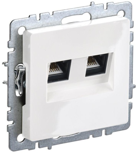 BRITE Розетка двойная RJ11+RJ45 кат.5E РК/Т12-БрБ белый | код BR-KT20-O-1-K01 | IEK