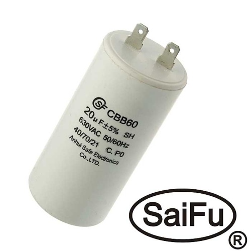 Пусковой конденсатор SAIFU CBB60, 20 мкФ, 630 В | код 102394 | Saifu