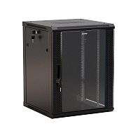 Шкаф настенный TWB-1545-GP-RAL9004 19дюйм 15U 775х600х450мм стеклян. дверь с перфорацией по бокам ручка с замком черн. (RAL 9004) (разобранный) | код 392639 | Hyperline