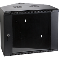 Шкаф настенный угловой, 6U 600x600, стеклянная дверь, черный | код TWT-CBWTG-6U-6x6-BK | TWT