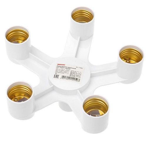 Разветвитель цокольный E27-5хE27 бел. Rexant 11-8865 Разветвитель цокольный E27-5хE27 бел. Rexant 11-8865