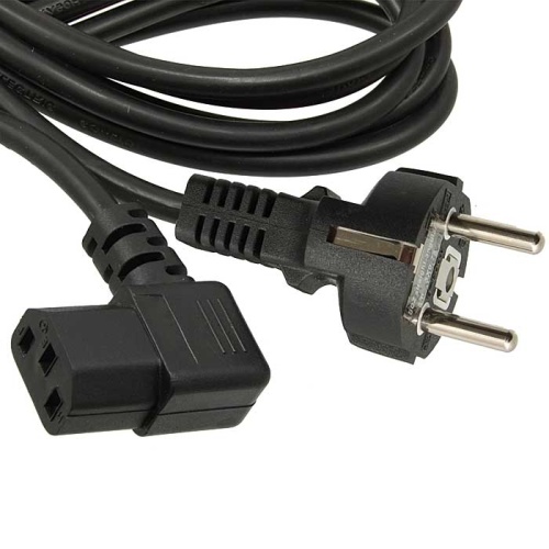 Сетевой шнур RUICHI SCZ, вилка прямая CEE7/7 - гнездо угловое IEC C13, 3 м, 3х0.75 мм2 | код 92486 | Ruichi