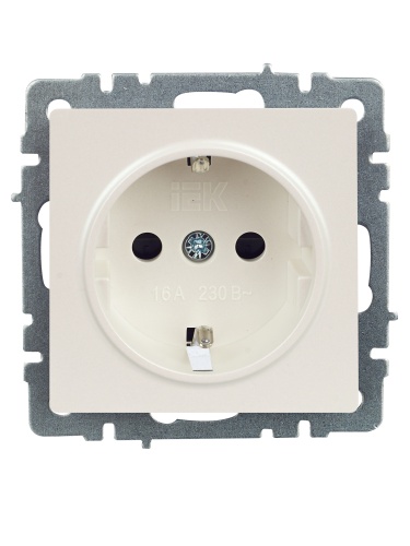 BRITE Розетка 1-местная с заземлением с защитными шторками 16А РС14-1-0-БрЖ жемчуг | код BR-R14-16-K36 | IEK фото 7