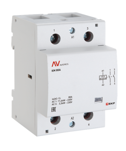Контактор модульный КМ 125А 2NО 110VAC (3 мод.) AVERES EKF | код km-av-3-125-20-110V | EKF