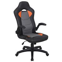 Кресло компьютерное BRABIX Skill GM-005 , откидные подлокотники, экокожа, черное/оранжевое, 532495 | код 532495 | BRABIX