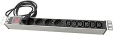 Блок розеток Rem-10 с выкл., 8 Sсhuko, 10 A, алюм., 19, шнур 1.8 м. IEC 60320 C14 | код R-10-8S-V-440-1.8 | REM