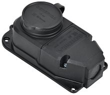 Колодка удлинителя 1-м 16А IP44 с защ. крышкой каучук черн. | код ERK10-016-01-44-K02-G | GENERICA
