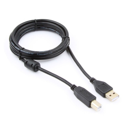Кабель USB 2.0 Pro Cablexpert CCF-USB2-AMBM-6, AM/BM, 1.8м, экран, феррит.кольцо, черный, пакет | код CCF-USB2-AMBM-6 | Cablexpert