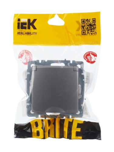 BRITE Розетка 1-местная с заземлением с защитными шторками и крышкой 16А IP44 РСбш10-3-44-БрС сталь | код BR-R16-16-44-K46 | IEK фото 7