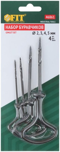 Буравчики, набор 4 шт (2, 3, 4, 5 мм) | код 46861 | FIT фото 3 Буравчики, набор 4 шт (2, 3, 4, 5 мм) | код 46861 | FIT фото 3