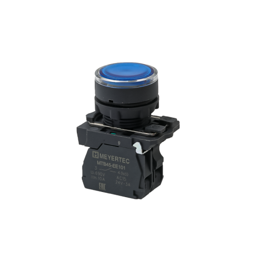 Кнопка синяя с подсветкой, 1NO, 220V AC/DC, IP65, пластик MTB5-AW36713 | код 137272 | MEYERTEC