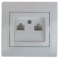 Розетка информационная 2xRJ45, СУ, Plano, белый, 1-304-01 | код Б0043241 | ЭРА