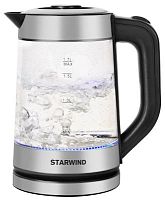 Чайник электрический Starwind SKG3081 1.7л. 1700Вт черный/серебристый (корпус: стекло) | код 1443983 | STARWIND