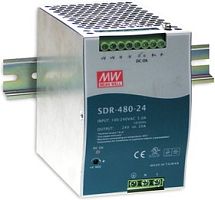 Источник питания AC-DC, 480Вт, вход 90…264V AC, 47…63Гц /127…370В DC, выход 48В/10A, рег. вых 48...55В, изоляция 3000В AC, в кожухе на DIN-рейку 85,5х125,2х128,5мм, -25…+70С | код SDR-480-48 | MeanWell