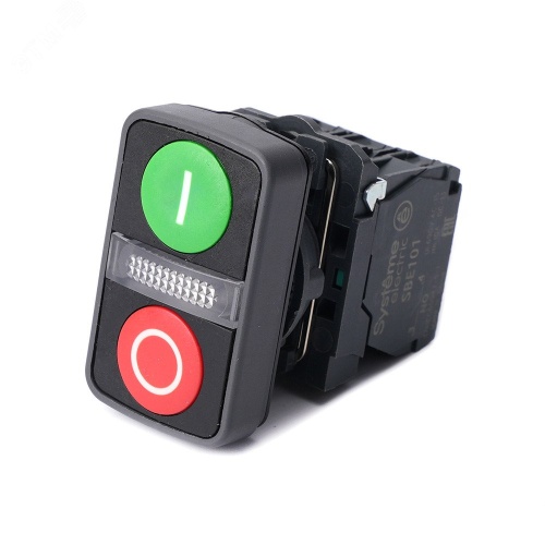 Кнопка двойн SB5 в сборе модуль 22мм з I+сигн лампа+кр О пластик 230ВАС 1НО+1НЗ | код SB5AW7A3741M5 | Systeme Electric